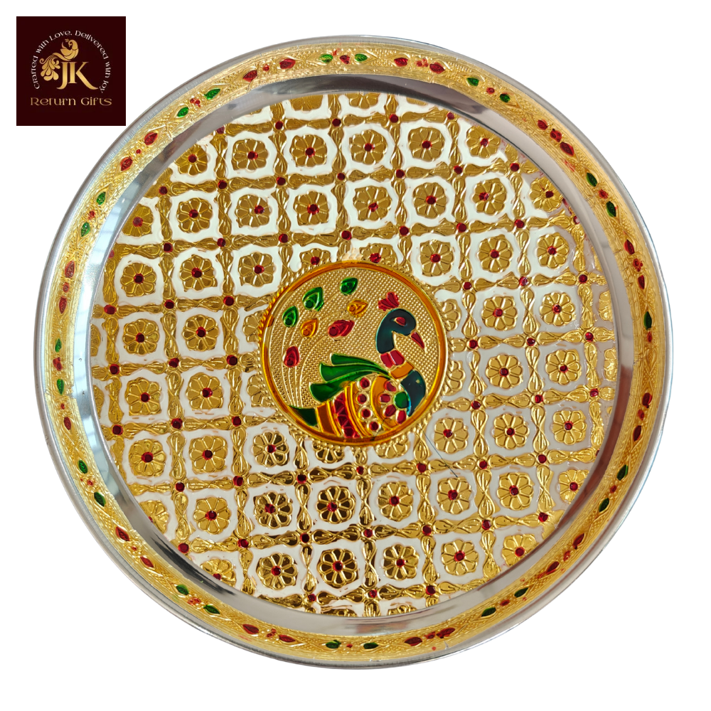 Peacock Design Meenakari Pooja Thali