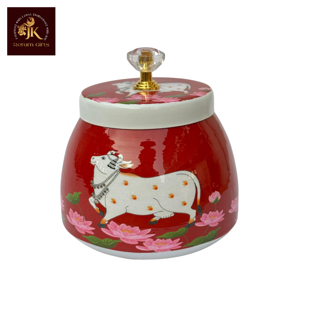 Cow Pichwai Metal Jar