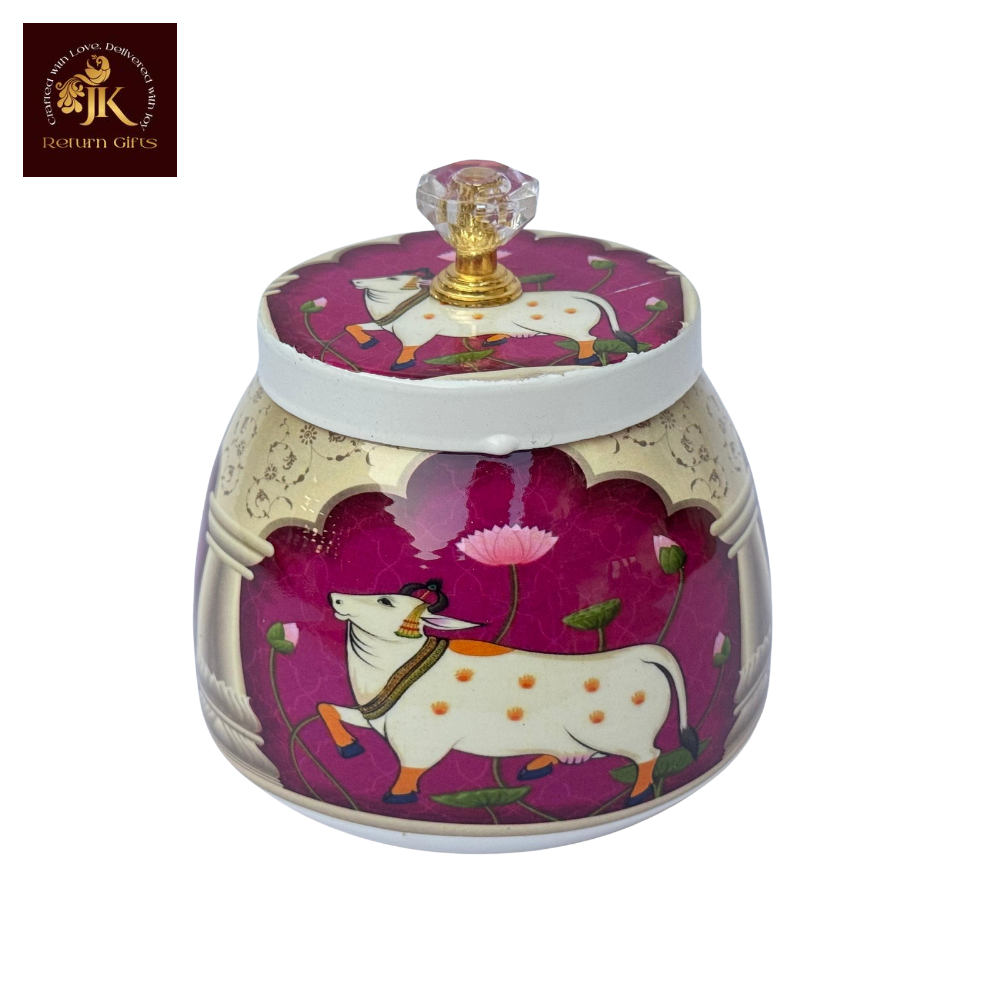 Cow Pichwai Metal Jar
