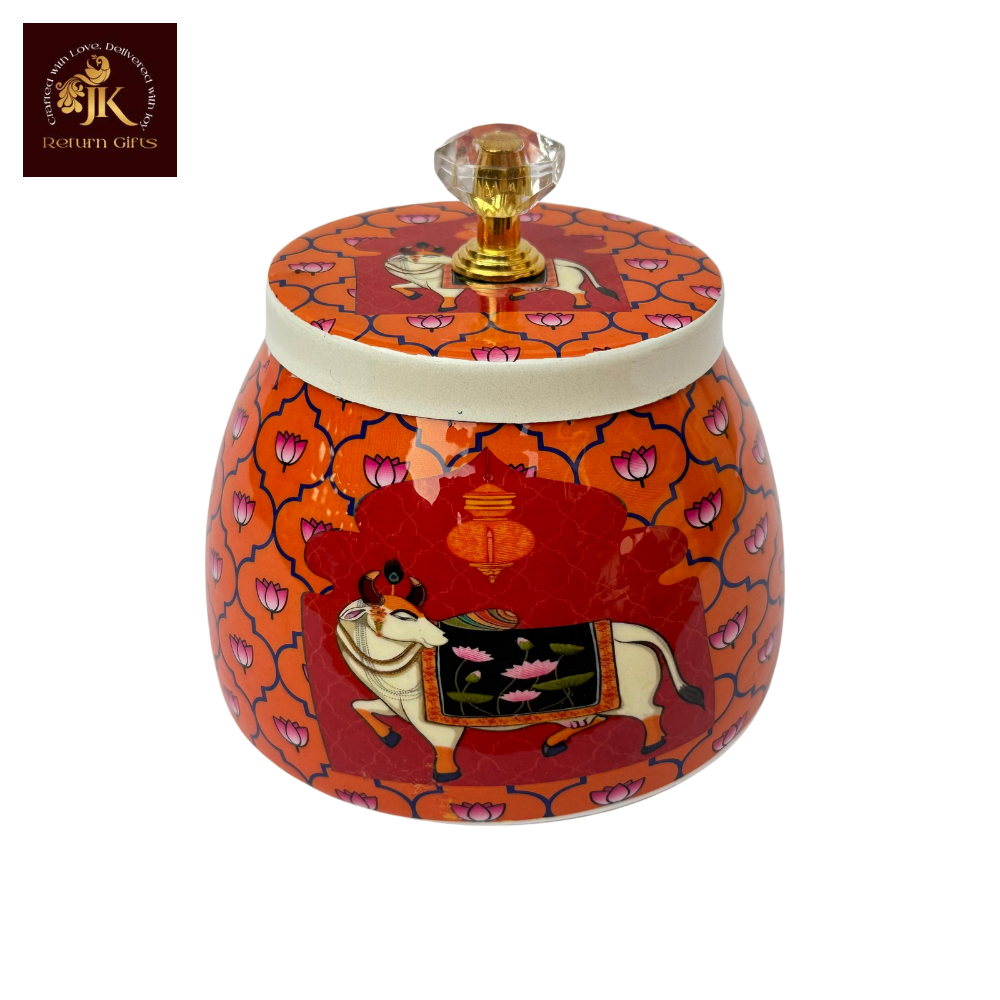 Cow Pichwai Metal Jar