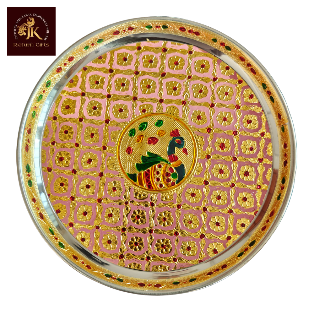 Peacock Design Meenakari Pooja Thali