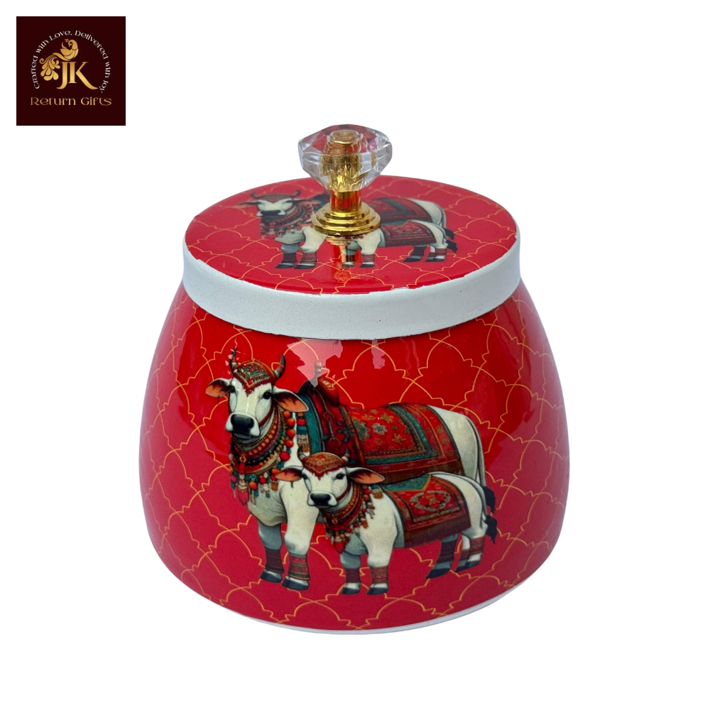 Cow Pichwai Metal Jar