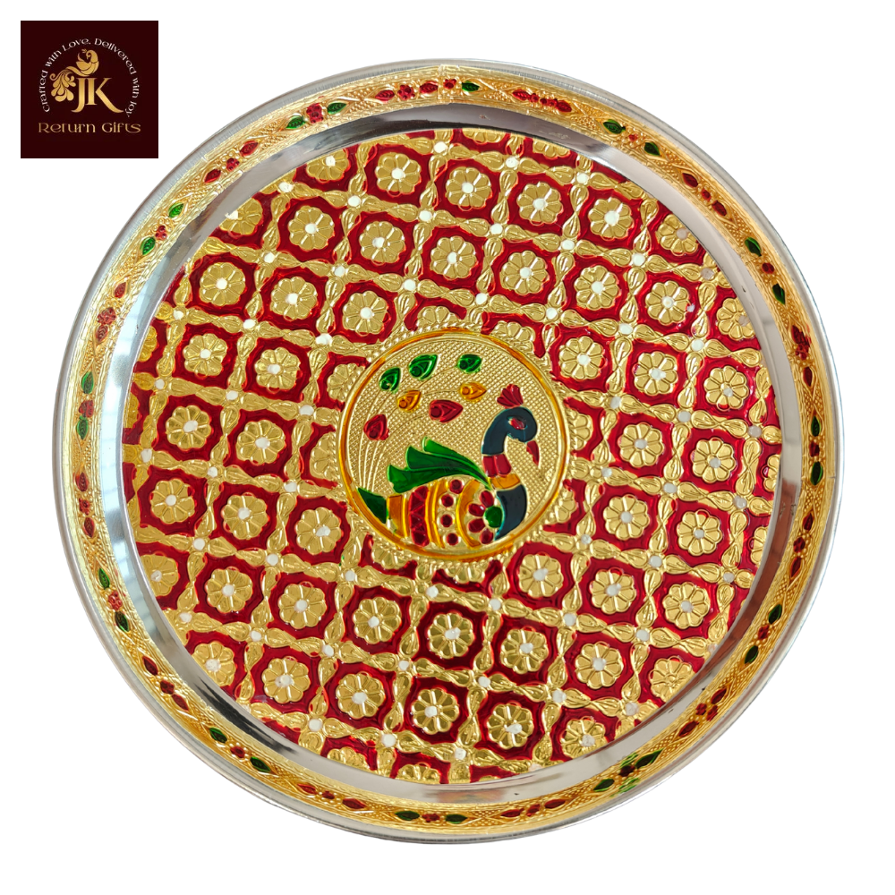Peacock Design Meenakari Pooja Thali