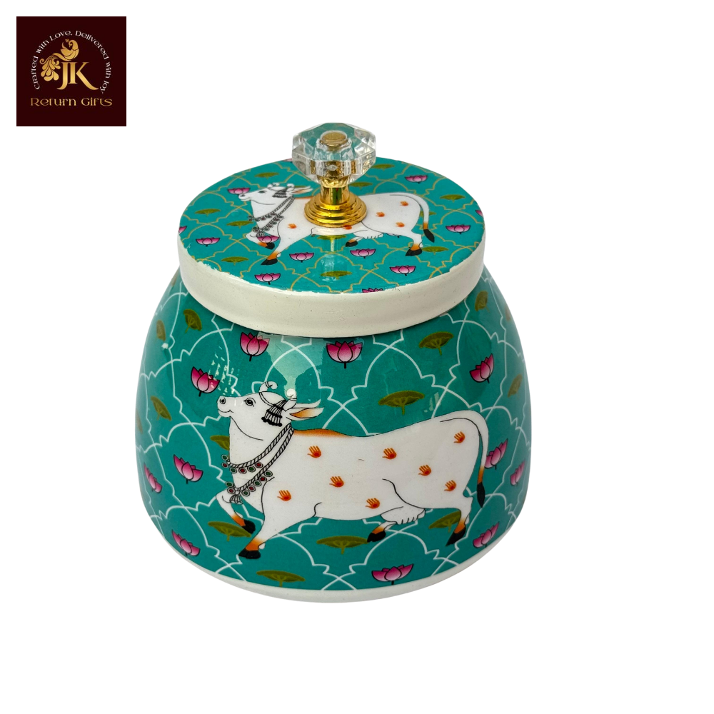 Cow Pichwai Metal Jar