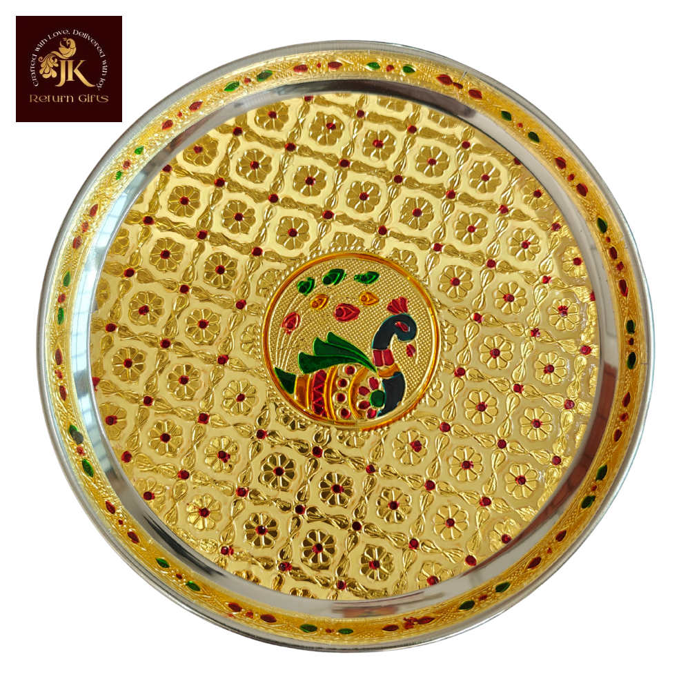 Peacock Design Meenakari Pooja Thali