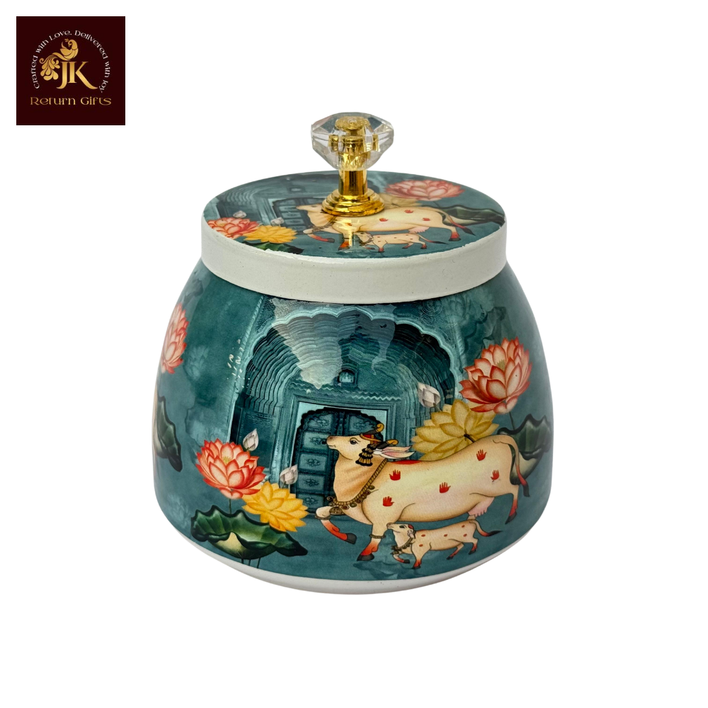 Cow Pichwai Metal Jar