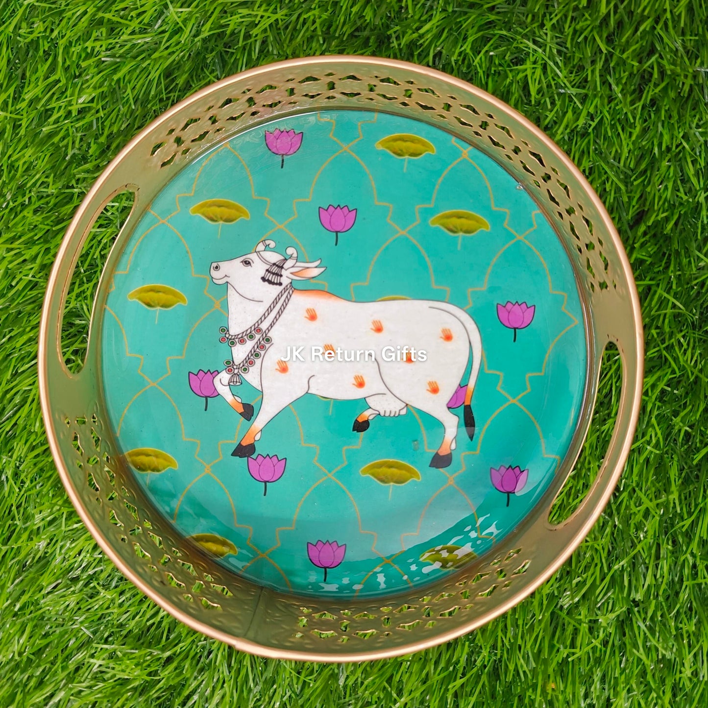 Cow Pichwai Metal Tray
