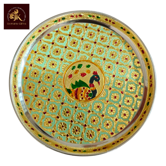 Peacock Design Meenakari Pooja Thali
