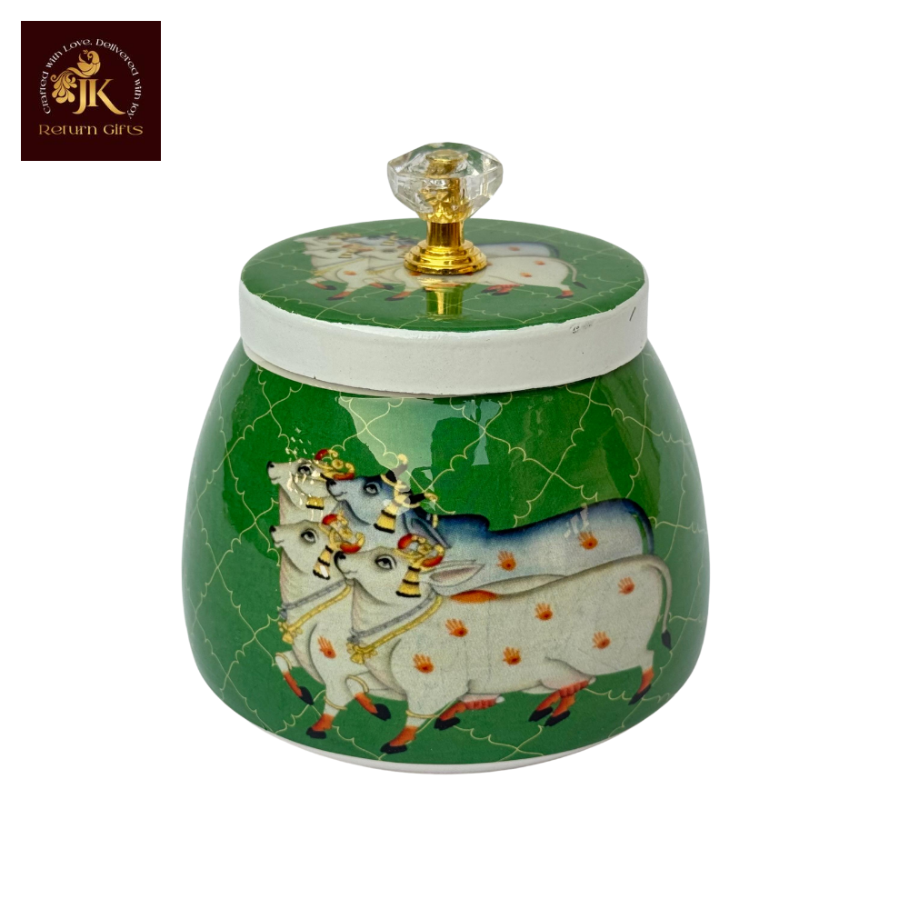 Cow Pichwai Metal Jar