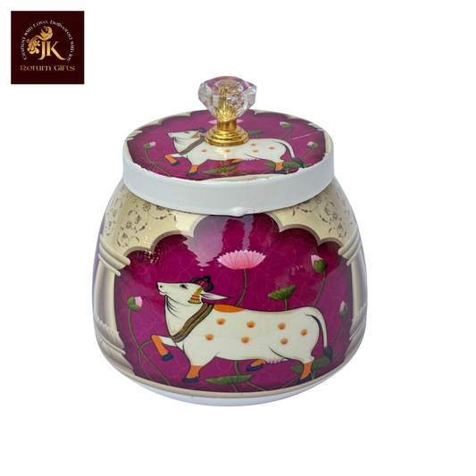 Cow Pichwai Metal Jar
