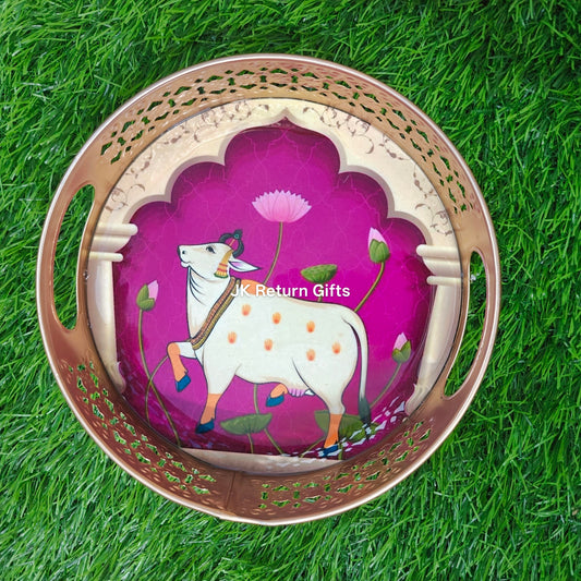 Cow Pichwai Metal Tray